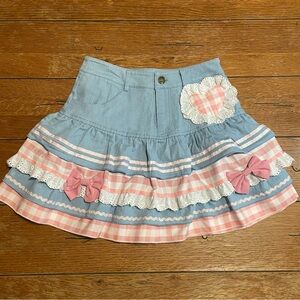Kawaii Layered Denim Mini Skirt